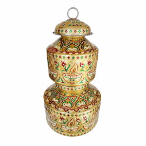 Diya Designed, Meenakari Decorated, Small Stainless Steel Water Pot